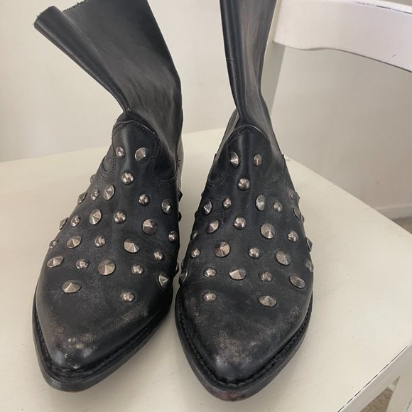 Golden Goose Black Leather Studded Boots Size 35 (NWOB) - Picture 4 of 8